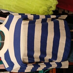 KATE SPADE BLUE & WHITE STRIPE BUTTON SWEATER, M